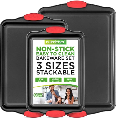 NutriChef 3-Piece Nonstick Kitchen Oven Baking Pans
