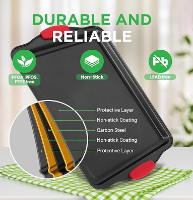 NutriChef 3-Piece Nonstick Kitchen Oven Baking Pans